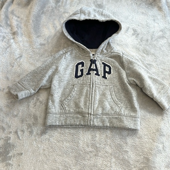 GAP - Full zip Sherpa line hoodie jacket. Size  3-6 months - Picture 1 of 5